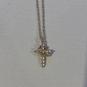 Gold Cross with crown Necklace